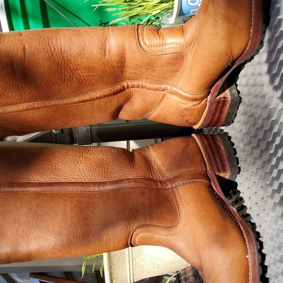 Frye Campus Work Brown 14"tall Heeled Boots with Sherpa Lining 9M - Picture 9 of 16